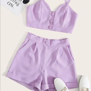 SHEIN Covered Button Cami Top with Shorts Size S